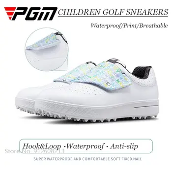 PGM Adolescente Impermeável Sapatos de Golfe de Crianças Ultra-leve, Respirável, Golfe, Tênis de Meninos Meninas Anti-derrapante Sapatos de Desporto de Gancho e Loop