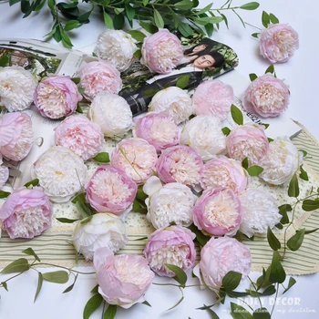 30pcs simulação de alta DIY Peônia cabeças artificial Peônia flores de seda botões de flores para o casamento, flores decorativas de parede Floral DIY