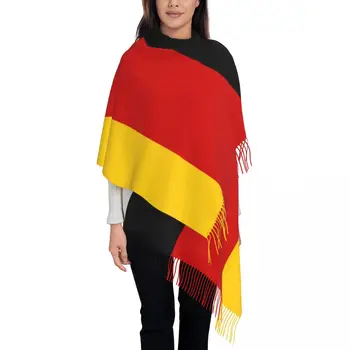 Alemanha Bandeira Lenço Mulheres Homens Luxo Inverno Envoltório Xale Alemão Patriótica De Borla Envolve