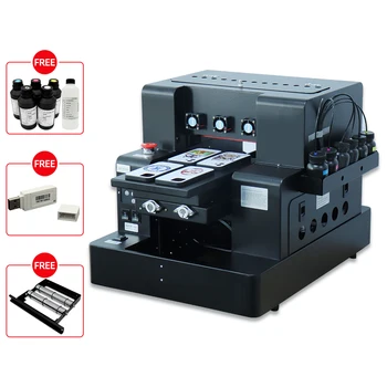 Automático de Pequena Impressora UV de Tamanho A4 UV Impressora de Mesa com 2500 ml Tinta UV para a Garrafa, caixa do Telefone, mais leve, TPU, PVC, Metal, Madeira