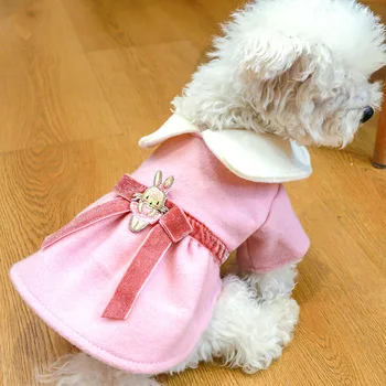Cão de Vestidos para Cães de Pequeno porte do animal de Estimação com Roupas de Outono e Inverno Nova Quentes Boneca Colar de Cão Gato Roupas de Lã Princesa Saia de Chihuahua
