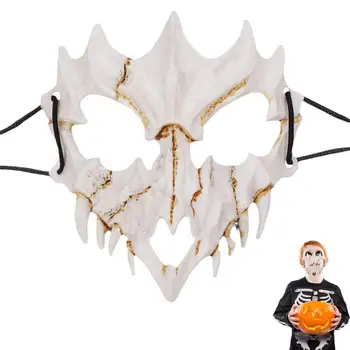Halloween Assustador Rosto Capa Japonesa Realista Masque Halloween Traje De Guerreiro Metade Da Cabeça De Horror Para Os Adultos Cosplay Acessório