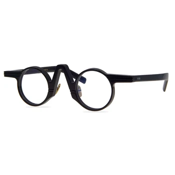 Homens senhoras da Moda Retrô do Quadro do Acetato Transparente Lente de Óculos Redondo Pequeno Óculos de Miopia