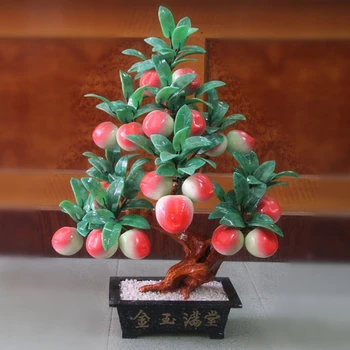 Jade bonsai 18 de árvores de pêssego Pêssego em Forma de Mantou Xian jade ornamentos de jóias presentes criativos artesanato decoração sala de estar