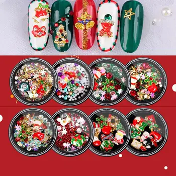 Liga 3D Flocos de Fatias de Árvore de Natal Manicure Decorações de Unhas Brocas de Unhas de Arte, Lantejoulas Feliz Natal Cristal de Luxo