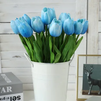 PU Mini Tulipa Simulação Artificial, Falso Flor Verdadeiro Toque de Casamento da Família Jardim Quarto Decoração DIY Arranjo de Flores