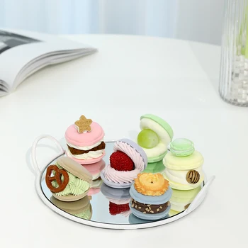 Simulação de sanduíche de macaron de frutas bolo de creme modelo gourmet fotografia com adereços, de aniversário, banquete, mesa de sobremesa de decoração